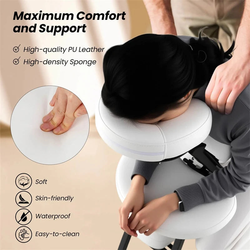 Portable Lightweight Massage Chair, PU Leather Tattoo Spa Chair with Thickened Sponge & Carrying Bag, Folding Travel Chair for Massage Therapy