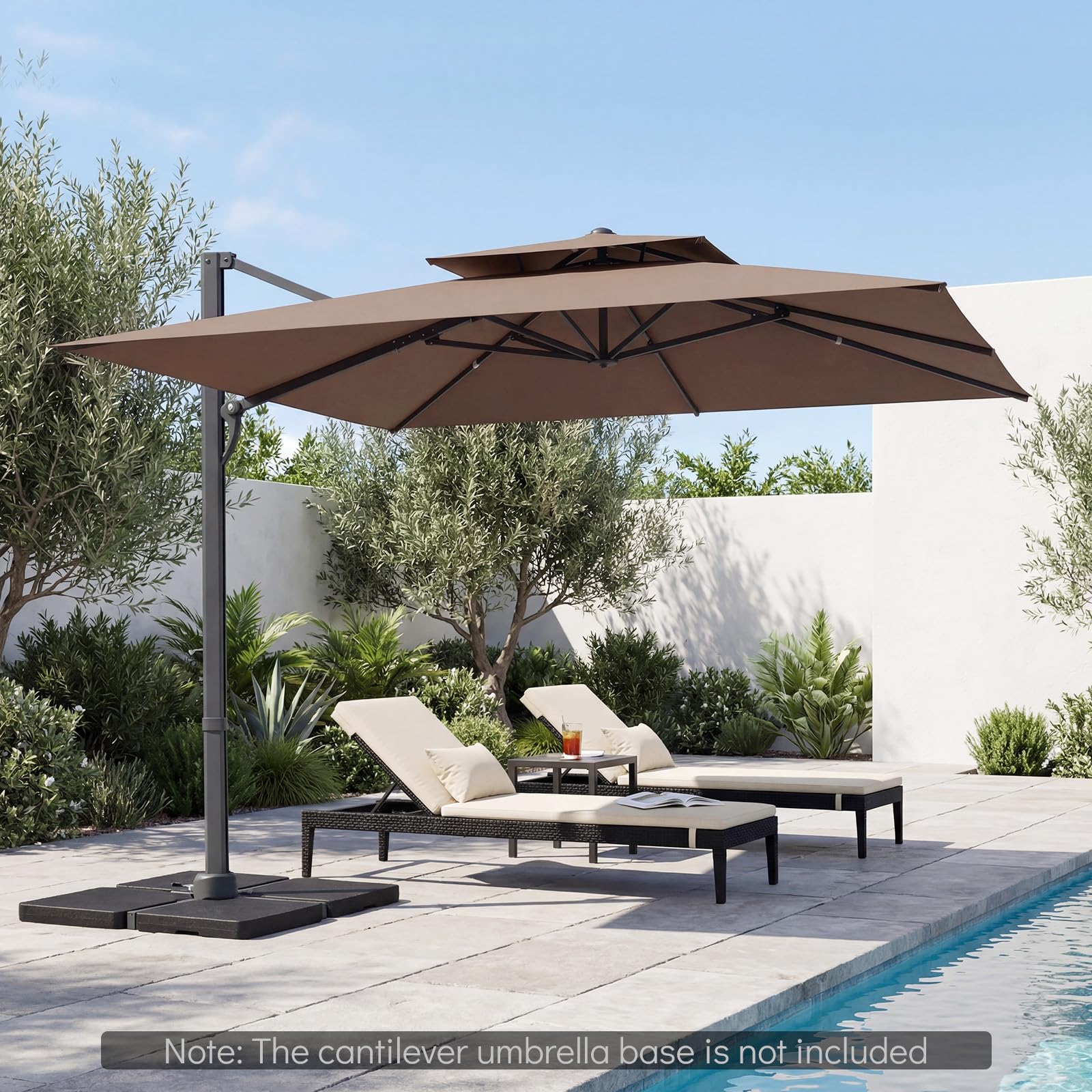 Tangkula 10 FT Patio Cantilever Umbrella | Large Square Offset Hanging Umbrella w/ 360° Rotation
