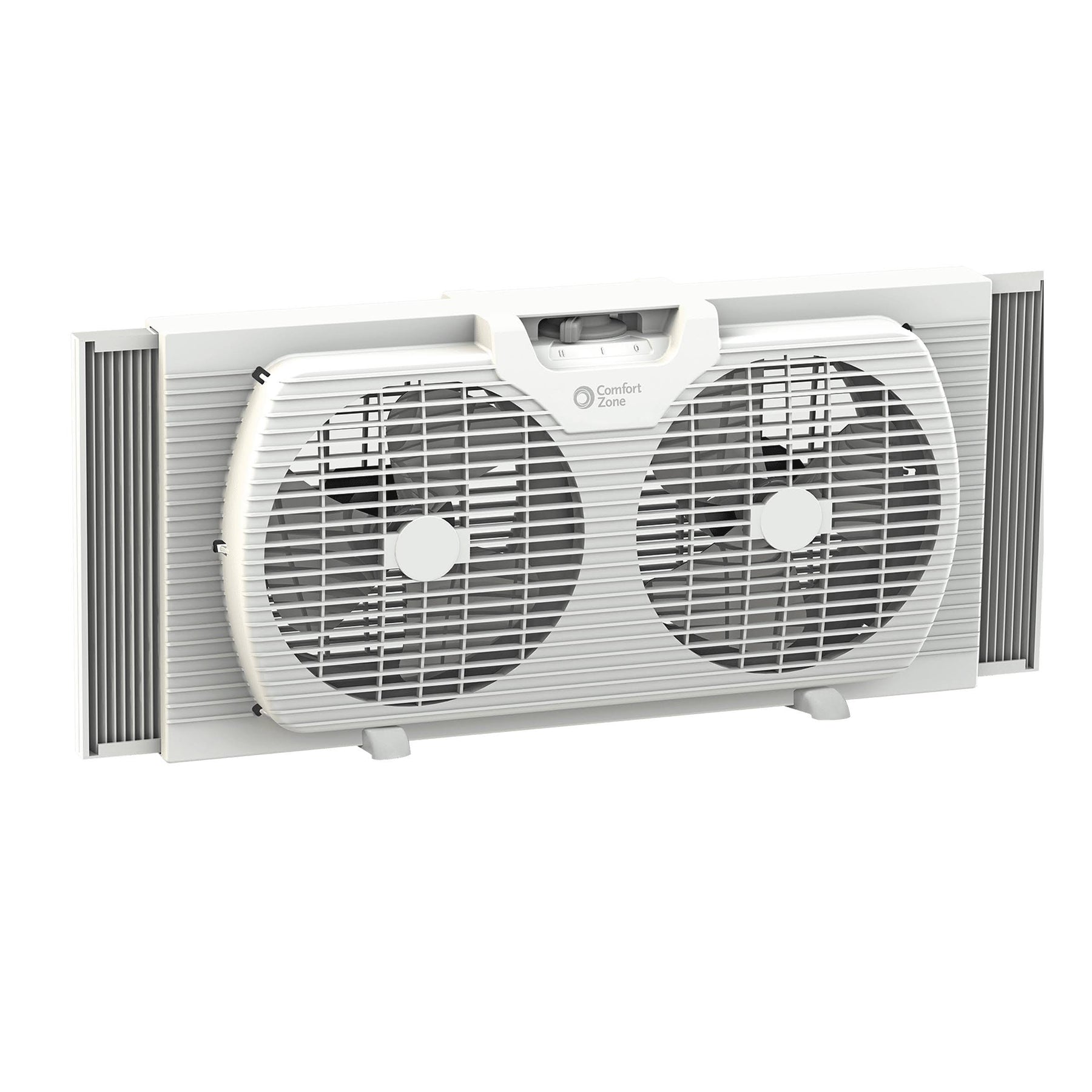 Comfort Zone Twin Window Fan with 2 Speeds and 7 in. Blades, White