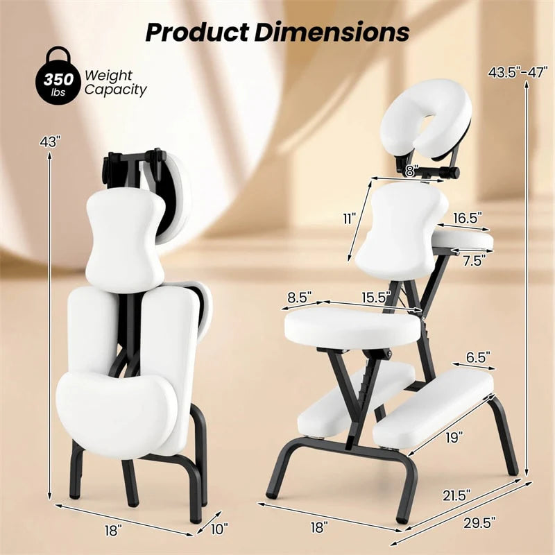 Portable Lightweight Massage Chair, PU Leather Tattoo Spa Chair with Thickened Sponge & Carrying Bag, Folding Travel Chair for Massage Therapy