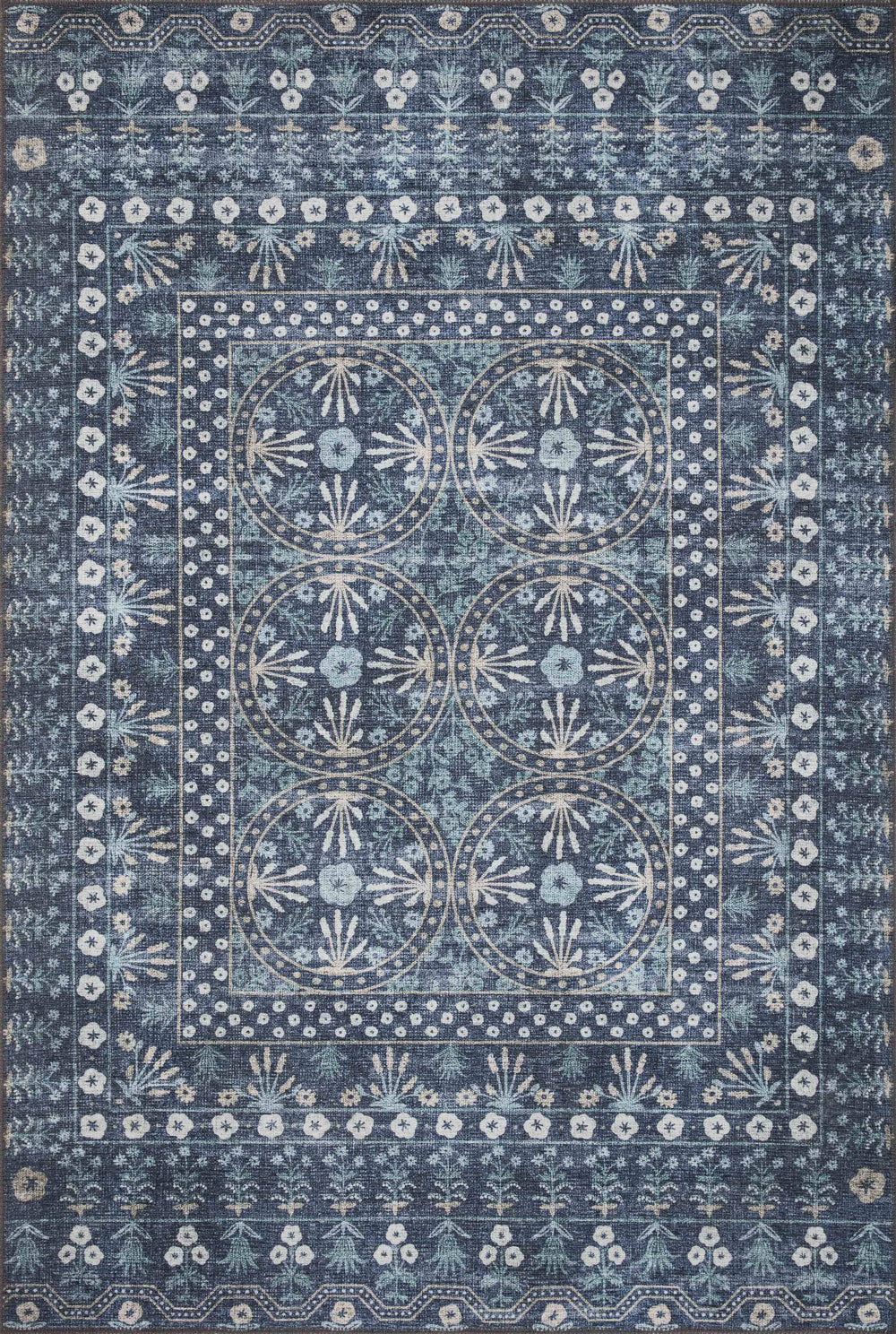 Rifle Paper Co. x Loloi Maison MAO-03 Rosette Blue Area Rug 2' x 5'