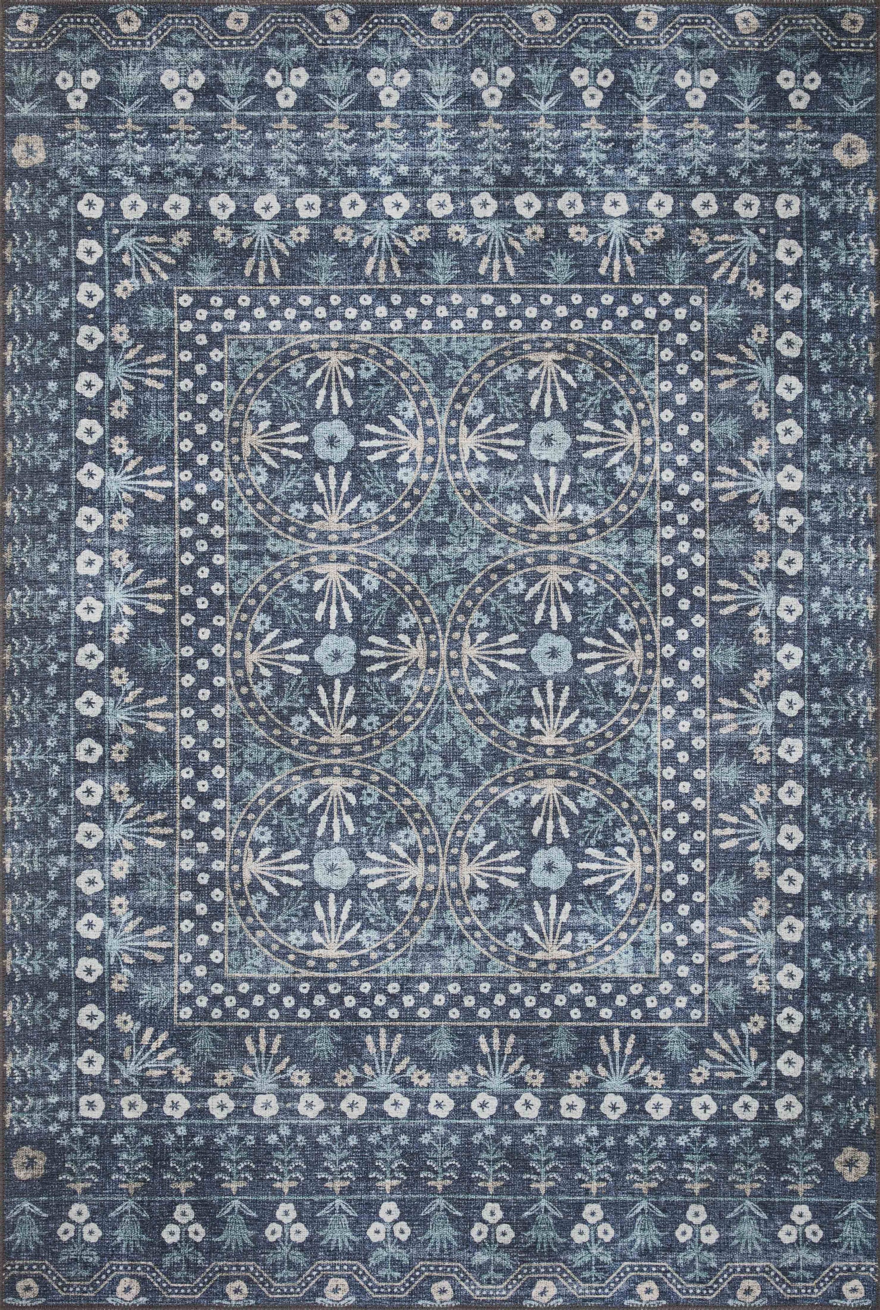 Rifle Paper Co. x Loloi Maison MAO-03 Rosette Blue Area Rug 2' x 5'