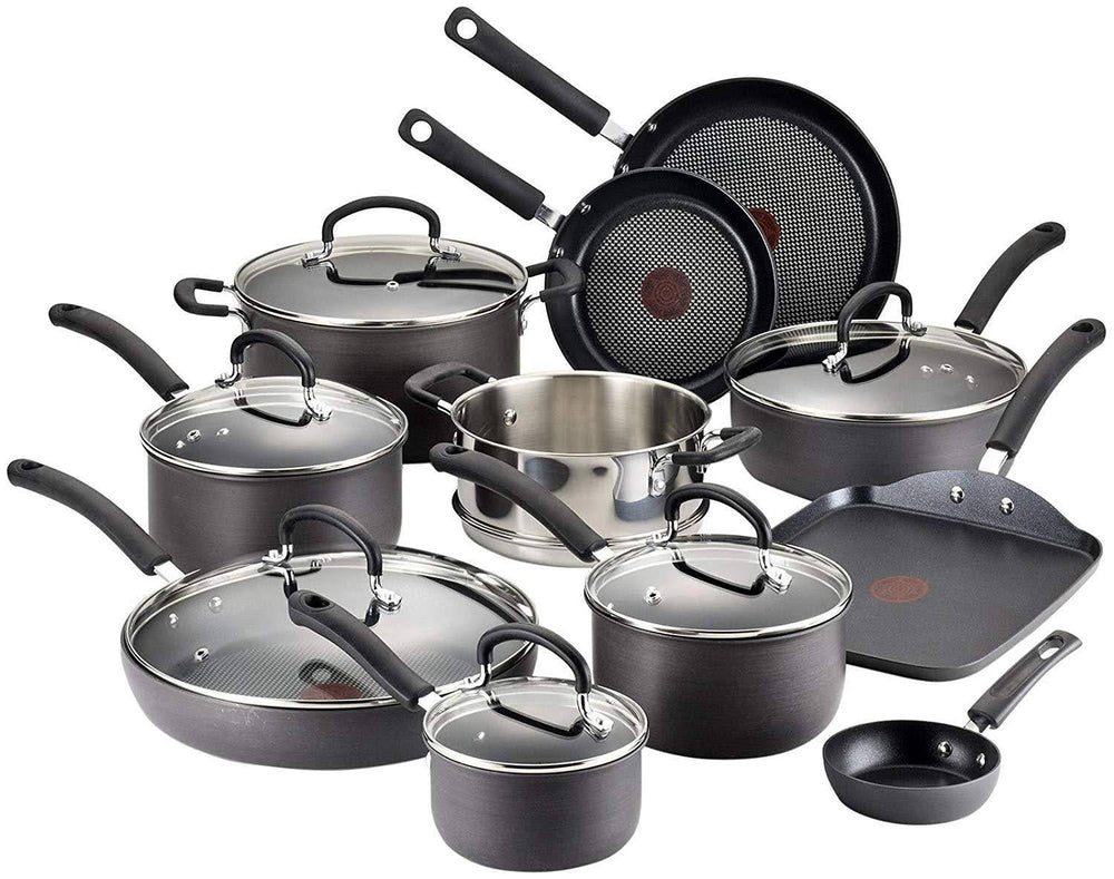 T-Fal Ultimate Hard Anodized Nonstick 17 Piece Cookware Set Black