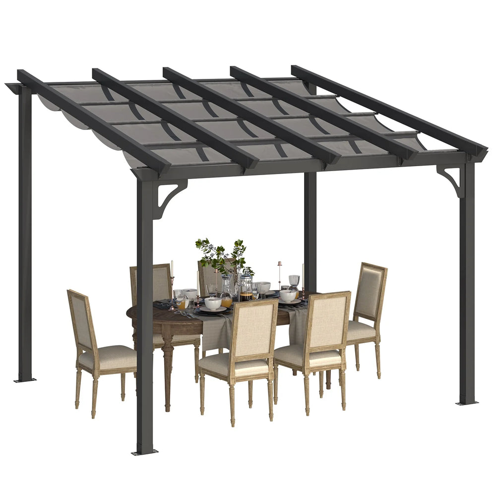 AECOJOY 10' x 8' Gazebo for Patio, Retractable Pergola with Adjustable Sun Shade Canopy Roof